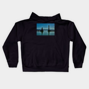 Looking out of Lindau Harbor mouth Kids Hoodie